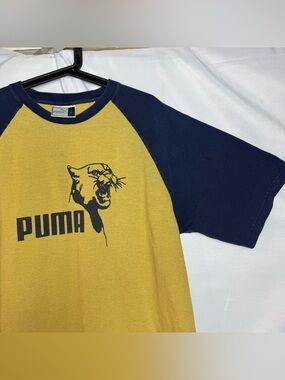 Vintage 90s Puma Mountain Lion Men's T-Shirt Graphic Print Raglan Sleeve